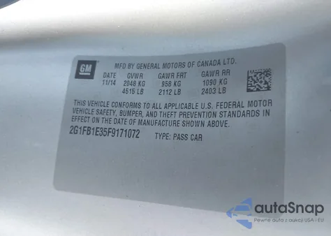 2015 Chevrolet Camaro 2Ls from USA, damaged, VIN 2G1FB1E35F9171072